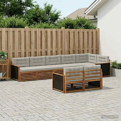 vidaXL Outdoor-Sofagarnitur 8 stk. Natürlich und Hellgrau