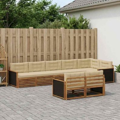 vidaXL Outdoor-Sofagarnitur 8 stk. Natur und Beige