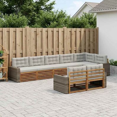 vidaXL Outdoor-Sofagarnitur 8 stk. Natürlich und Hellgrau
