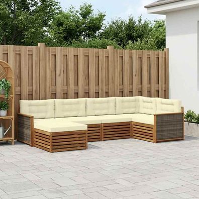 vidaXL Outdoor-Sofagarnitur 6 stk. Natur und Creme