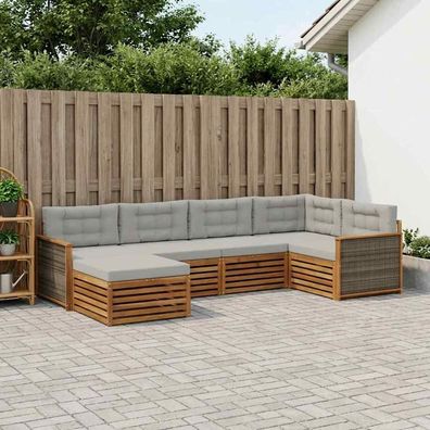 vidaXL Outdoor-Sofagarnitur 6 stk. Natürlich und Hellgrau