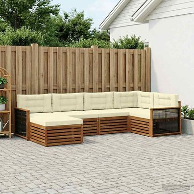 vidaXL Outdoor-Sofagarnitur 6 stk. Natur und Creme