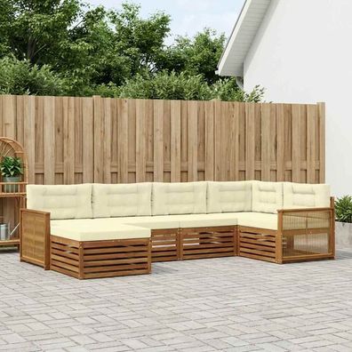 vidaXL Outdoor-Sofagarnitur 6 stk. Natur und Creme