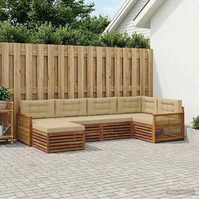 vidaXL Outdoor-Sofagarnitur 6 stk. Natur und Beige