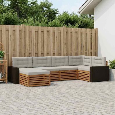 vidaXL Outdoor-Sofagarnitur 6 stk. Natürlich und Hellgrau