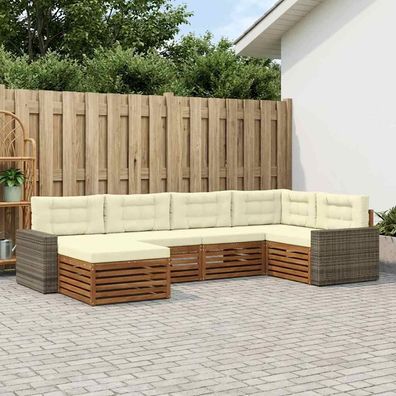 vidaXL Outdoor-Sofagarnitur 6 stk. Natur und Creme