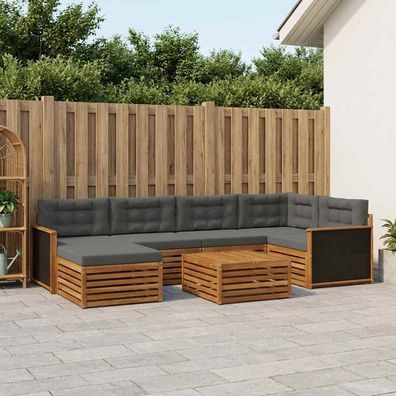 vidaXL Outdoor-Sofagarnitur 7 stk. Natur und Anthrazit