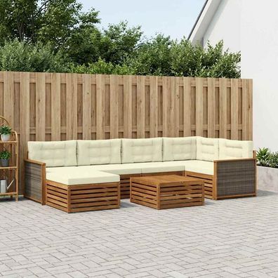 vidaXL Outdoor-Sofagarnitur 7 stk. Natur und Creme