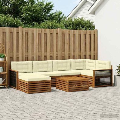 vidaXL Outdoor-Sofagarnitur 7 stk. Natur und Creme