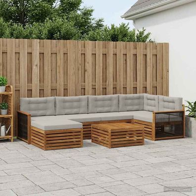 vidaXL Outdoor-Sofagarnitur 7 stk. Natürlich und Hellgrau