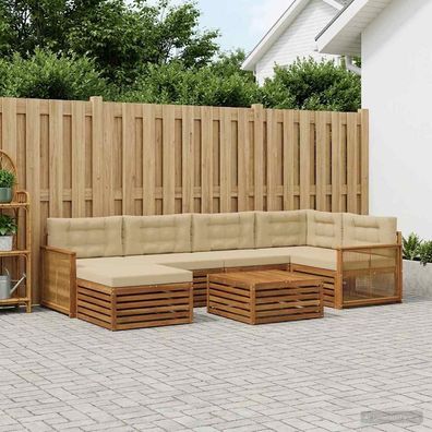 vidaXL Outdoor-Sofagarnitur 7 stk. Natur und Beige
