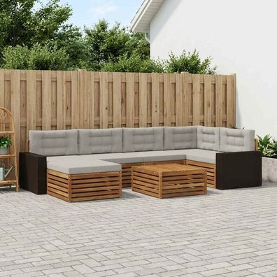 vidaXL Outdoor-Sofagarnitur 7 stk. Natürlich und Hellgrau