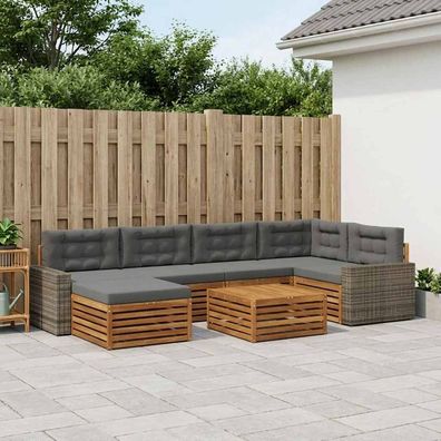 vidaXL Outdoor-Sofagarnitur 7 stk. Natur und Anthrazit