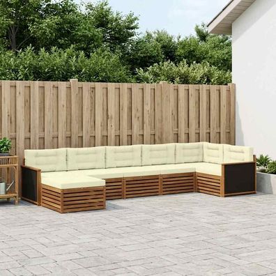 vidaXL Outdoor-Sofagarnitur 7 stk. Natur und Creme