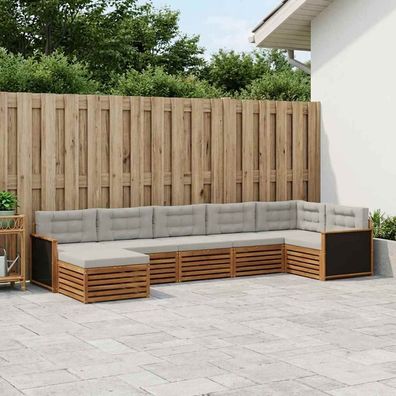 vidaXL Outdoor-Sofagarnitur 7 stk. Natürlich und Hellgrau
