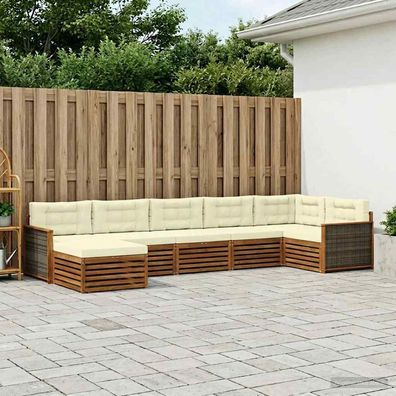 vidaXL Outdoor-Sofagarnitur 7 stk. Natur und Creme