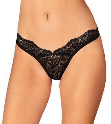 Obsessive Bellastia - Schwarzer Riostring aus Blütenspitze schwarz XL/2XL
