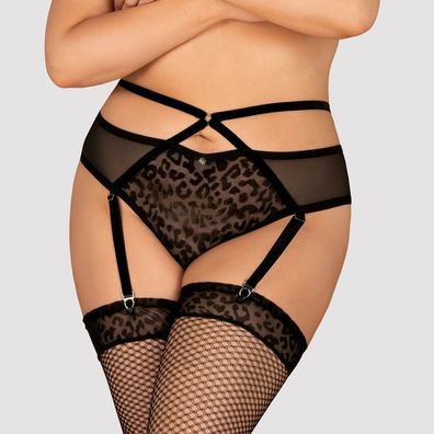 Obsessive Strapsgürtel mit Spitze schwarz 4XL/5XL