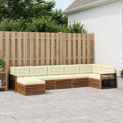 vidaXL Outdoor-Sofagarnitur 7 stk. Natur und Creme