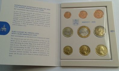 Original KMS 2026 Vatikan + 5 euro Papst Leo im Folder 1 cent-5 euro im Folder