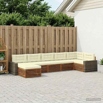 vidaXL Outdoor-Sofagarnitur 7 stk. Natur und Creme