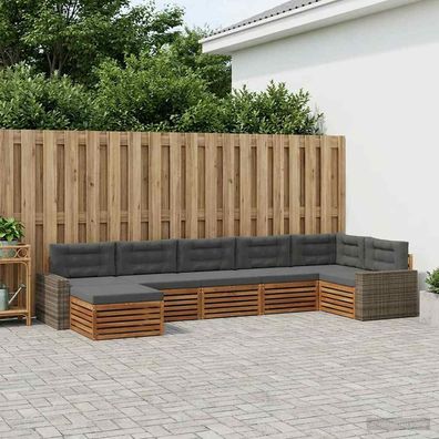 vidaXL Outdoor-Sofagarnitur 7 stk. Natur und Anthrazit