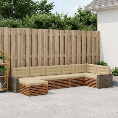 vidaXL Outdoor-Sofagarnitur 7 stk. Natur und Beige