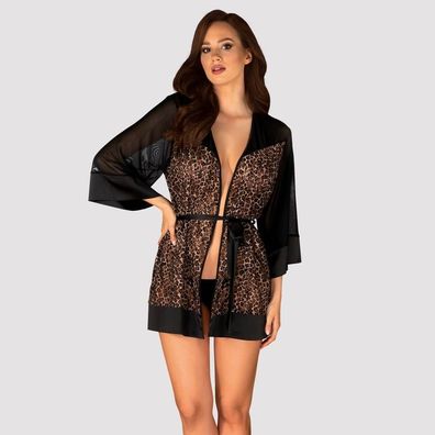 Obsessive Kimono 810-PEI-1 Satin-Kimono Spitzenabschlüsse S/M