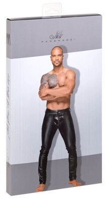 Noir Powerwetlook Hose mit Lack-Detail (schwarz)