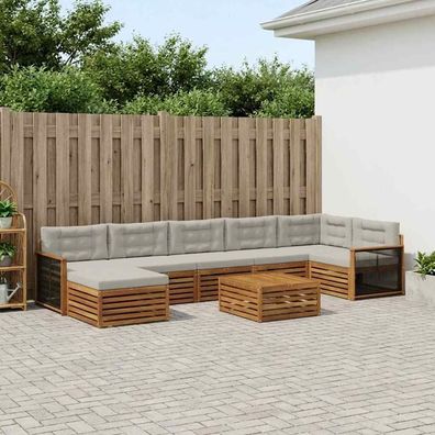 vidaXL Outdoor-Sofagarnitur 8 stk. Natürlich und Hellgrau