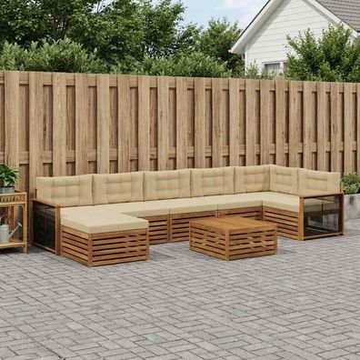vidaXL Outdoor-Sofagarnitur 8 stk. Natur und Beige
