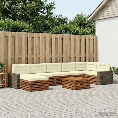 vidaXL Outdoor-Sofagarnitur 8 stk. Natur und Creme