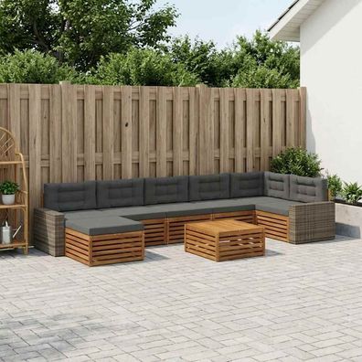 vidaXL Outdoor-Sofagarnitur 8 stk. Natur und Anthrazit