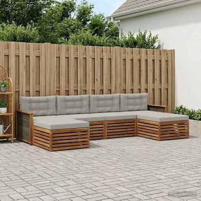 vidaXL Outdoor-Sofagarnitur 6 stk. Natürlich und Hellgrau