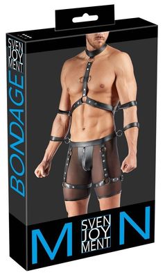 Svenjoyment Bondage-Set, Harness-Pants, Brust-Harness, Armfesseln, Schwarz