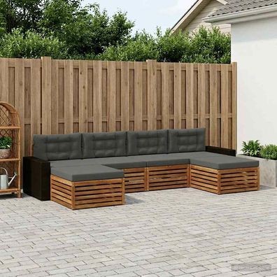 vidaXL Outdoor-Sofagarnitur 6 stk. Natur und Anthrazit