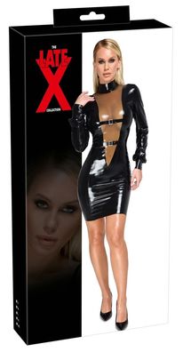LateX Elegantes Latexkleid mit Schnallenriemen - Schwarz