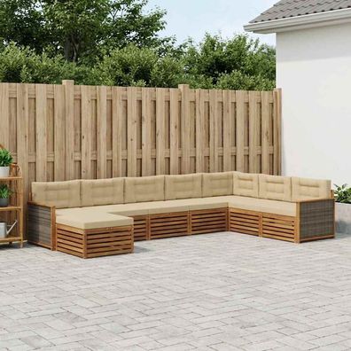 vidaXL Outdoor-Sofagarnitur 8 stk. Natur und Beige Massivholz Akazie