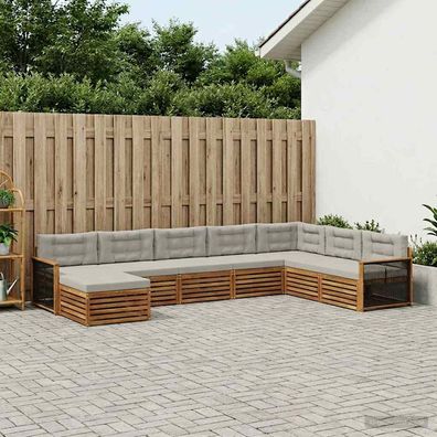 vidaXL Outdoor-Sofagarnitur 8 stk. Natürlich und Hellgrau