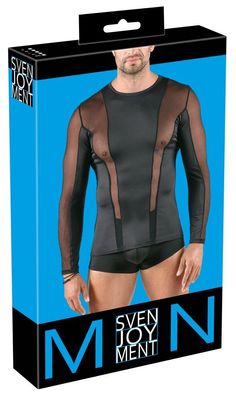 Svenjoyment Schwarz Mesh Longsleeve - Sexy Herren Netzshirt