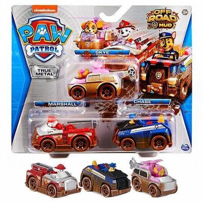 PAW Patrol - Marshall Chase Skye 3-Pack (Mud) True Metal 1:55