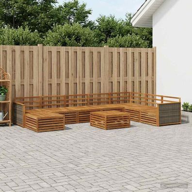 vidaXL Outdoor-Sofagarnitur 9 stk. Natur Massivholz Akazie