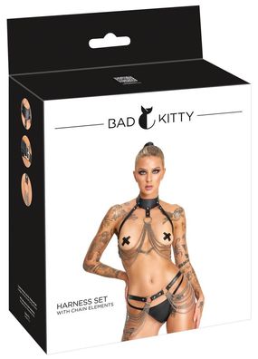 Bad Kitty 3-teiliges Harness-Set S-L silber
