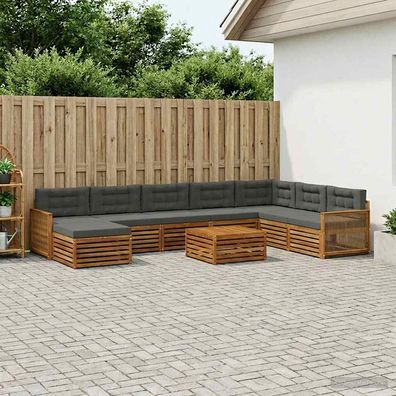 vidaXL Outdoor-Sofagarnitur 9 stk. Natur und Anthrazit