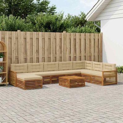 vidaXL Outdoor-Sofagarnitur 9 stk. Natur und Beige Massivholz Akazie