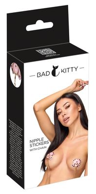 Bad Kitty Nippelsticker mit Kette pink/gold