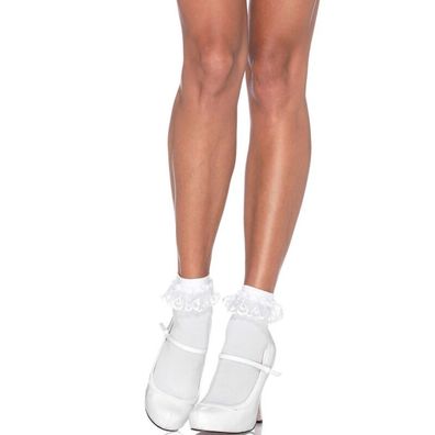 LEG Avenue Hosiery weiße Spitzenrüschensocken Damenaccessoire