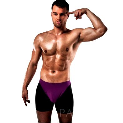 Passion MEN Boxer 009 Lila/Schwarz Erotische Dessous für Männer