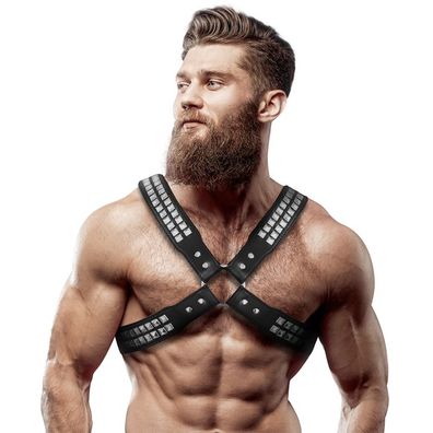 Fetish Submissive Attitude Brustharnisch aus Ökoleder mit gekreuzten Riemen
