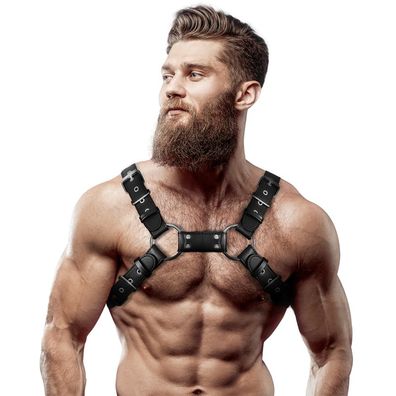 Fetish Submissive Attitude Brust-Bulldog-Harness aus Ökoleder für Herren